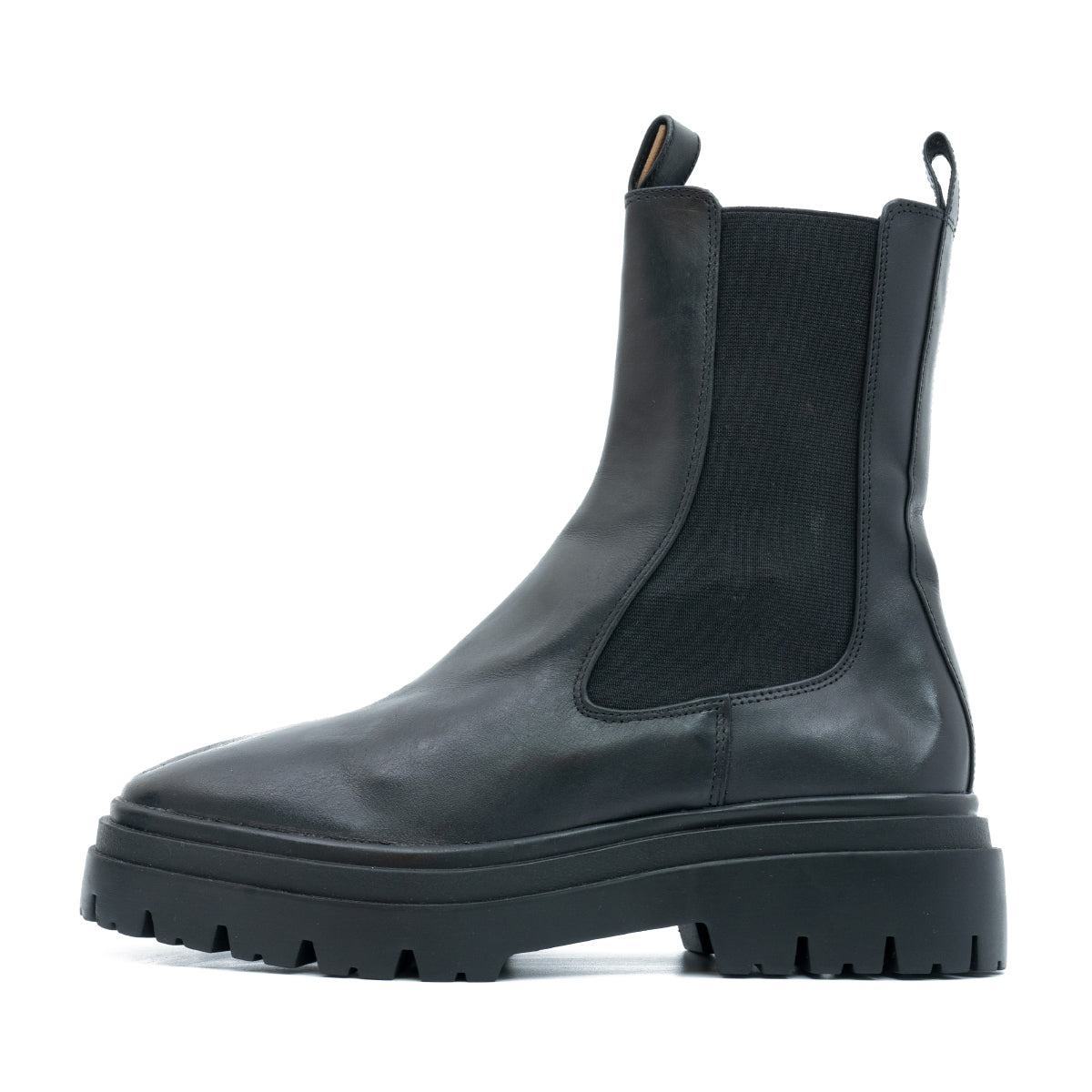 Zara Track Platform Ankle Boots Leather Black Colour For Women – Flipp