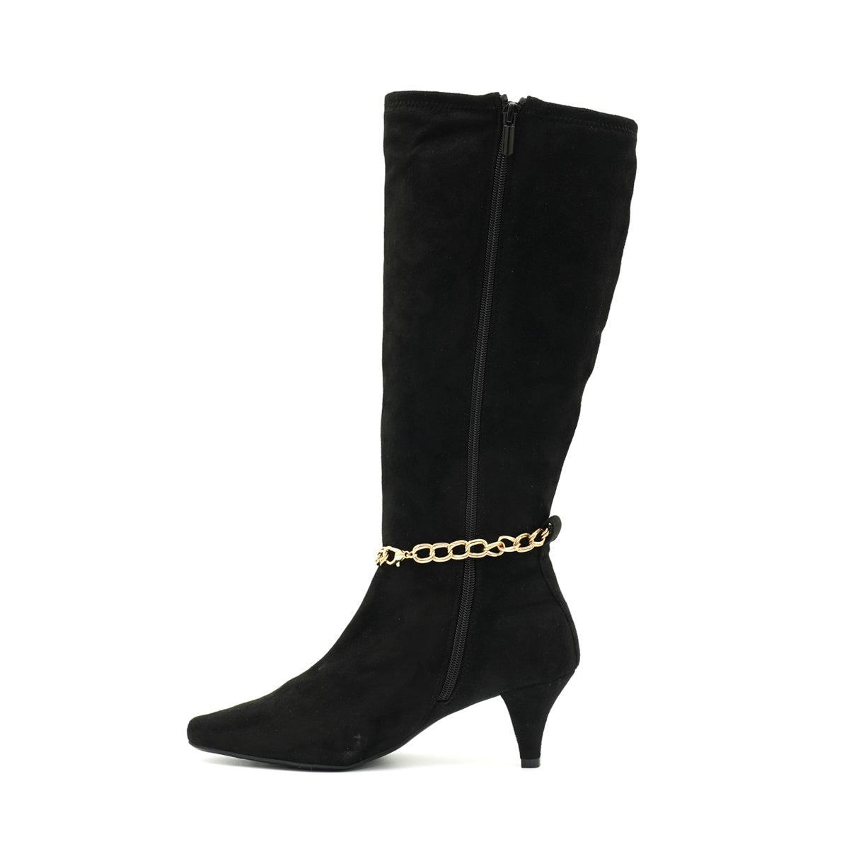Impo Stretch Nadie Chain High Boots Suede Black Colour For Women