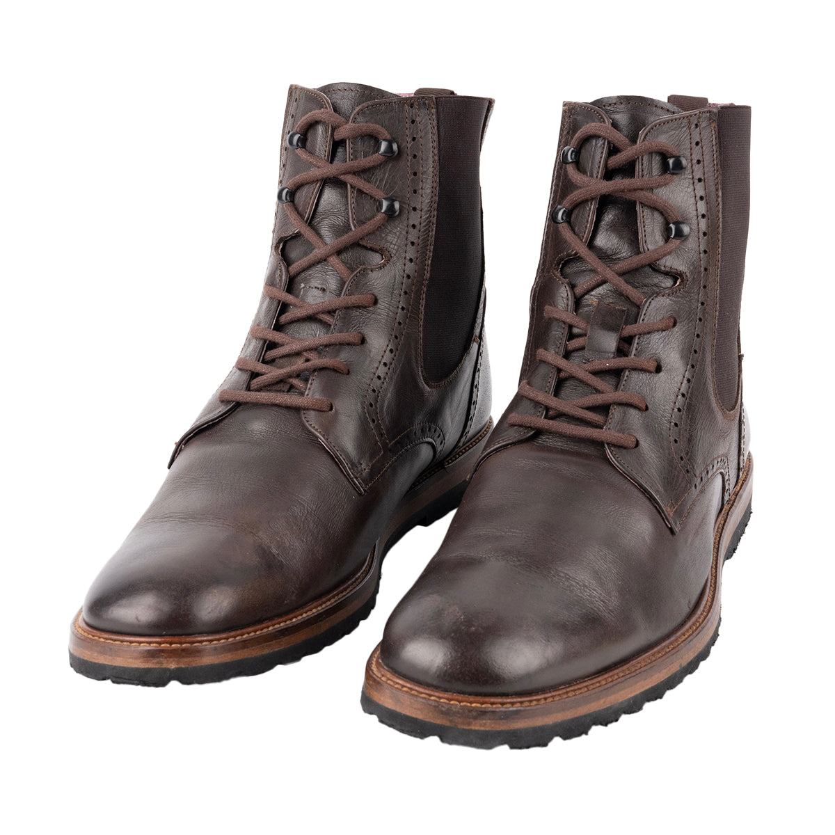 Bkr Bunker Lace Up Chelsea Ankle Boots Leather Brown Colour For