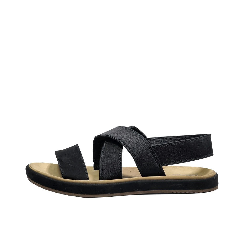 Preloved Lands' End Flat Sandals Leather Black Colour For Women - Flipp UAE