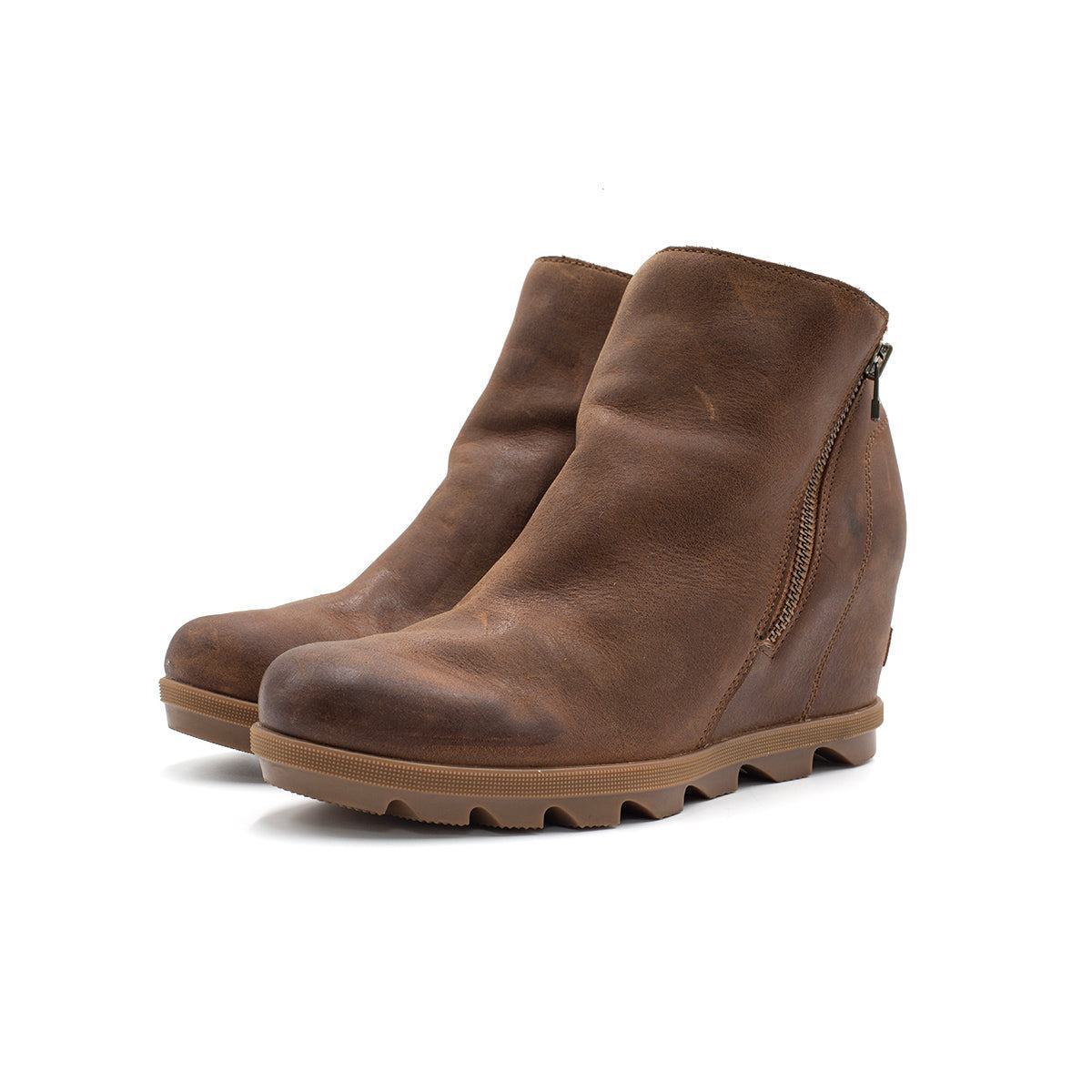 Preloved Sorel Joan Of Arctic Wedge Ankle Boots Leather Brown Colour For Women - Flipp UAE