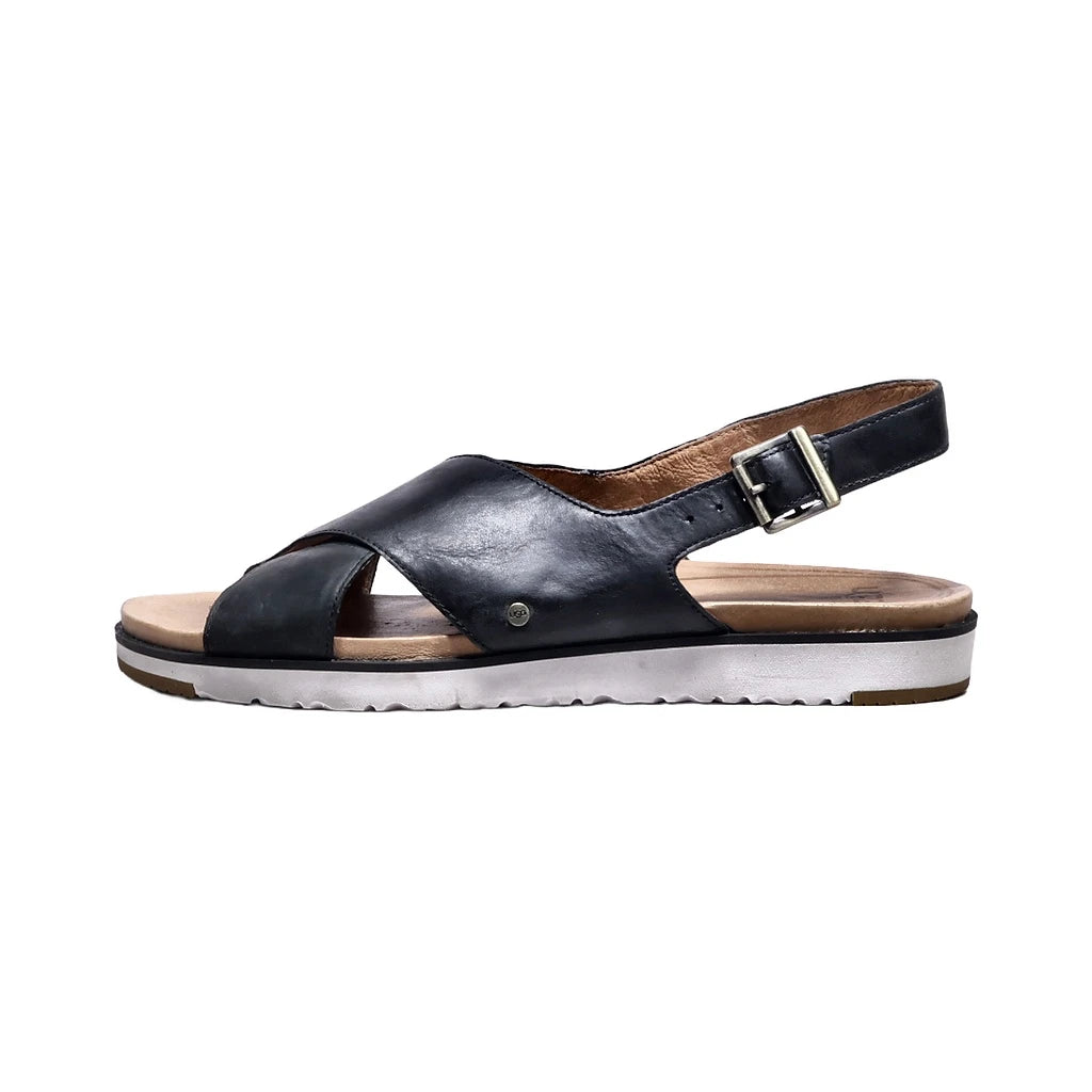 Preloved Ugg Kamile Flat Sandals Leather Black Colour For Women - Flipp UAE