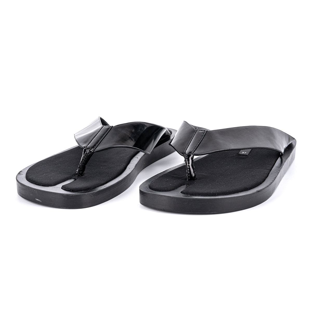 Zara Cool Flip Flops Leather Black Colour For Women – Flipp