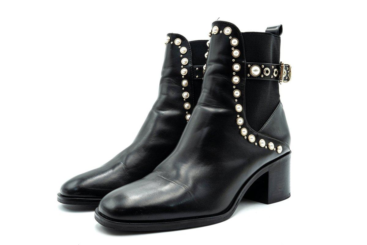 Leather Boots Zara Boots Perle Zara Pearl Studded Heel Ankle Boots - Main Image