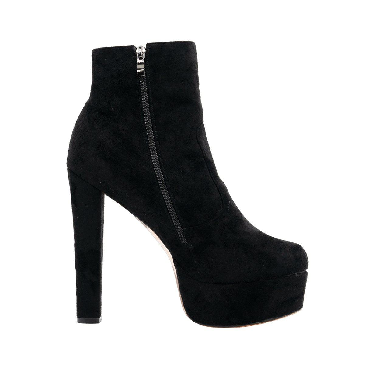 Black Velour Giaro Destroyer Ankle Boots Fabric Black Colour For