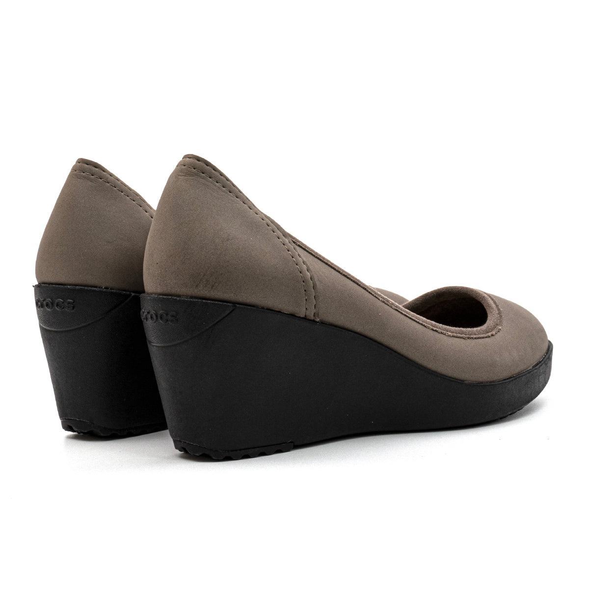 Crocs Marin Colorlite Wedge Shoes Leather Grey Colour For Women